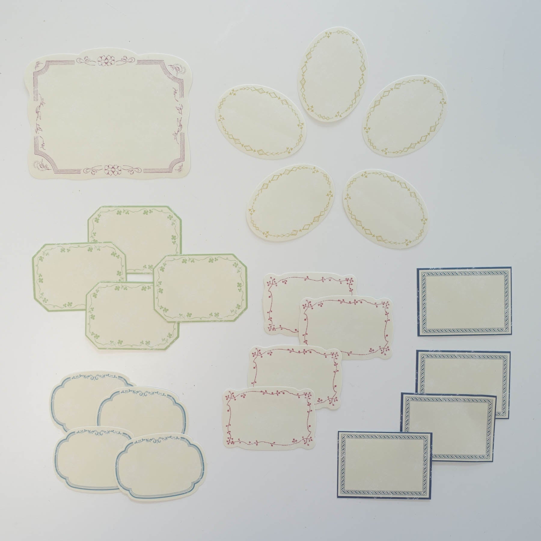 Assorted Shape Labels with Coloured Borders - Scrapbook Paper Flake Stickers