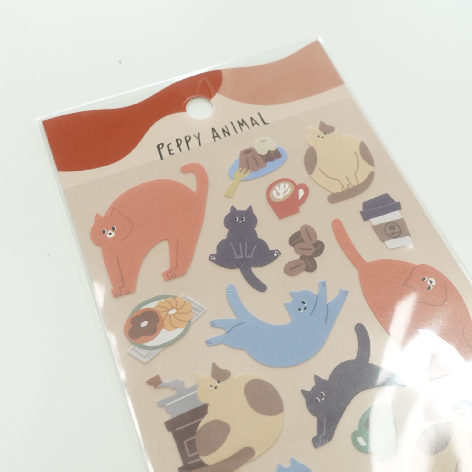 Short Haired Cat 'Peppy Animal' Stickers Sheet