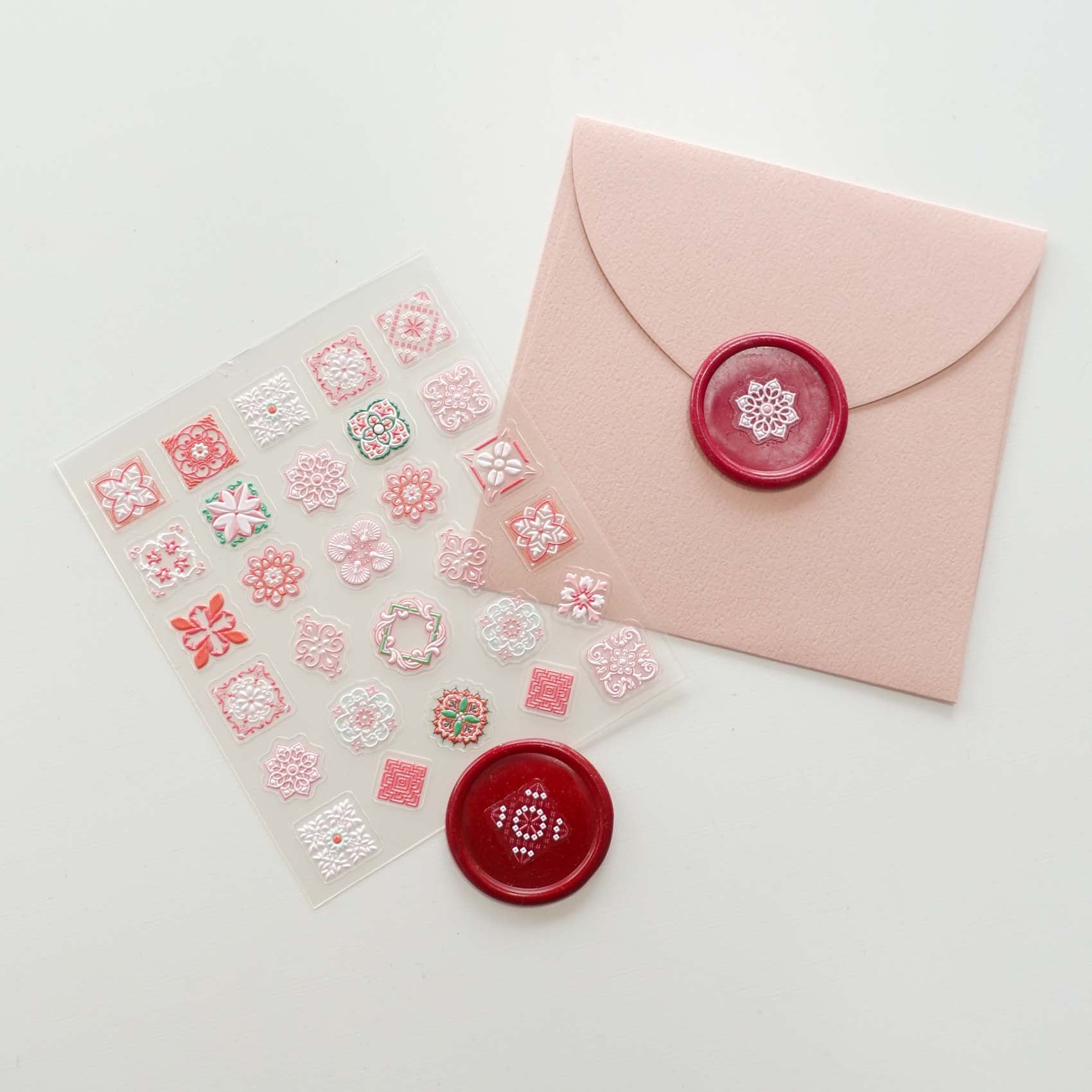 pink-tiles-clear-backed-stickers-envelope-wax-seal