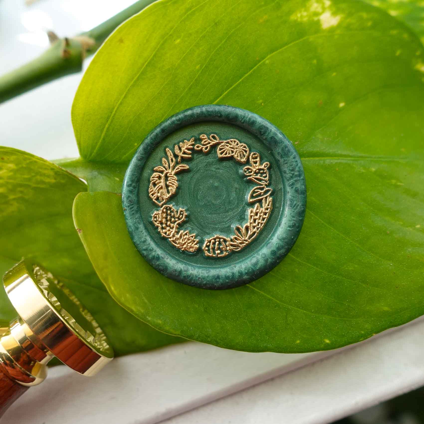 House Plant Wreath wax seal stamp, wax seal kit or stamp head