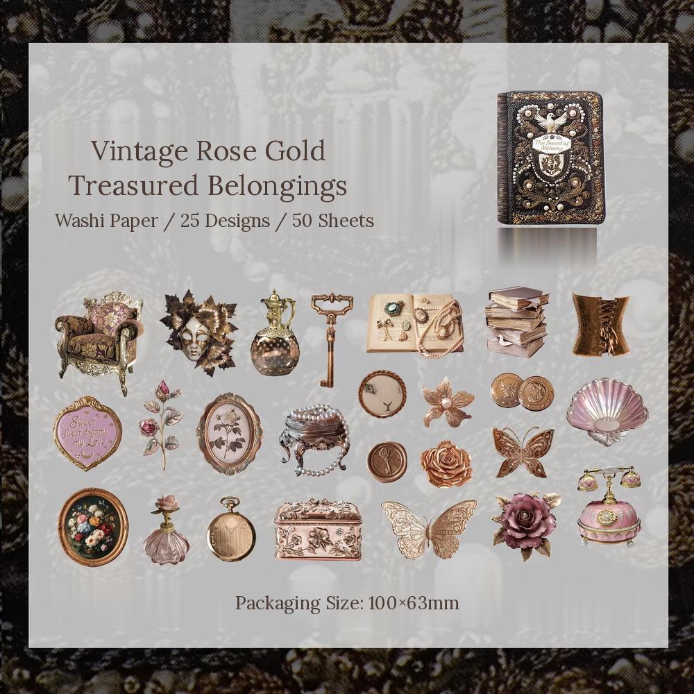 Vintage Rose Gold Treasured Belongings 'The Secret Of Alchemy' Flake Stickers