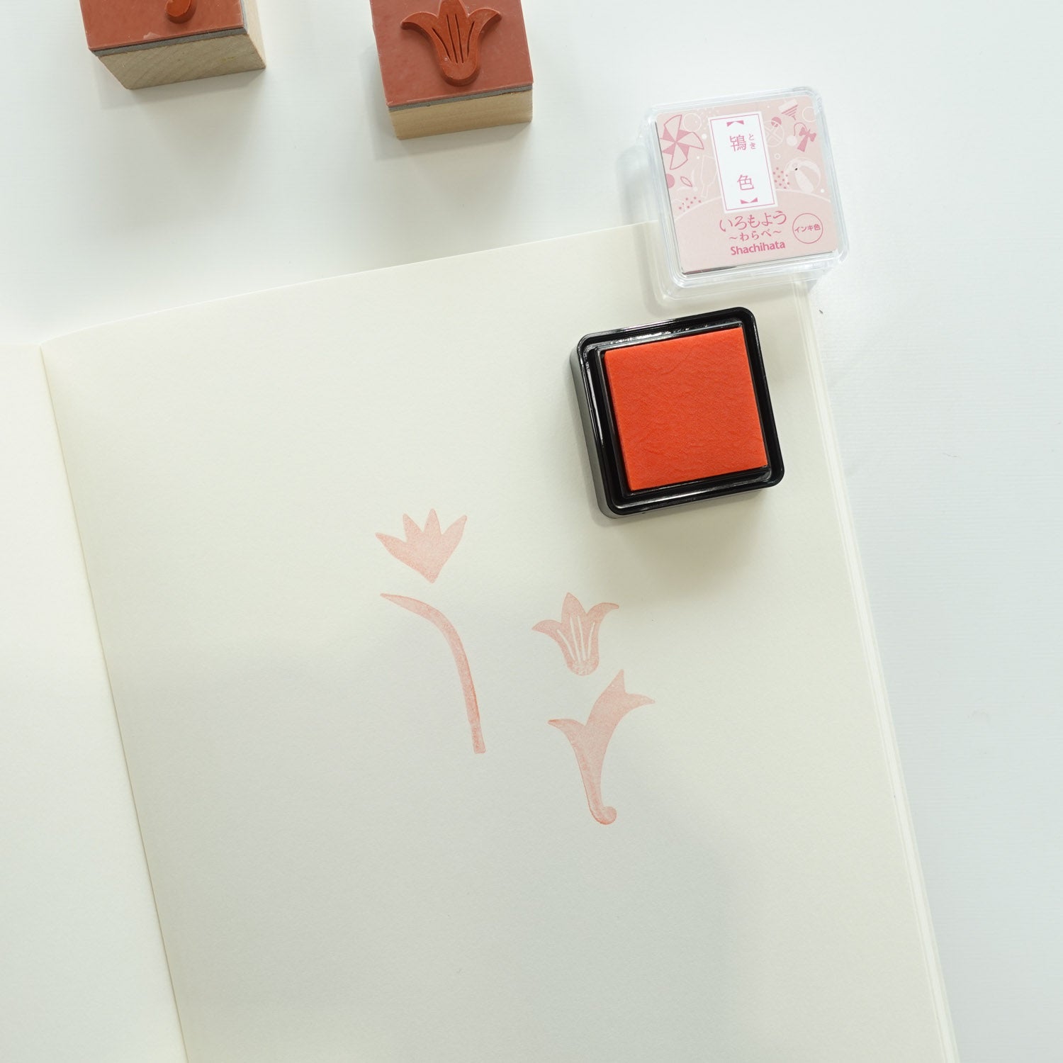 Shachihata 'Iromoyo Warabe' Series Mini Stamp Ink Pad - Ibis Pale Pink