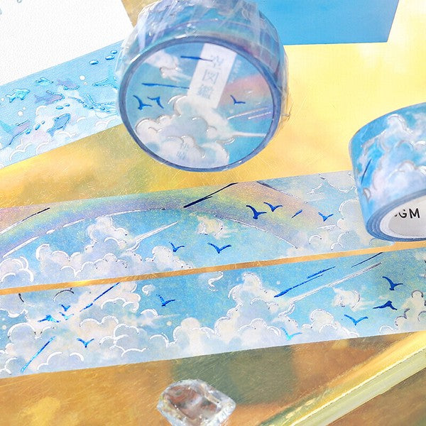 Rainbow Sky Clouds Birds | Washi Tape | BGM