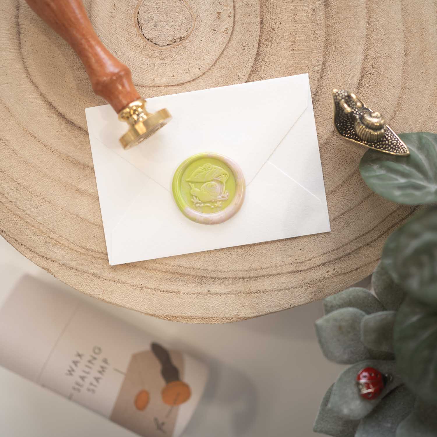 Snail and ladybug wax seal stamp with gift box Australia