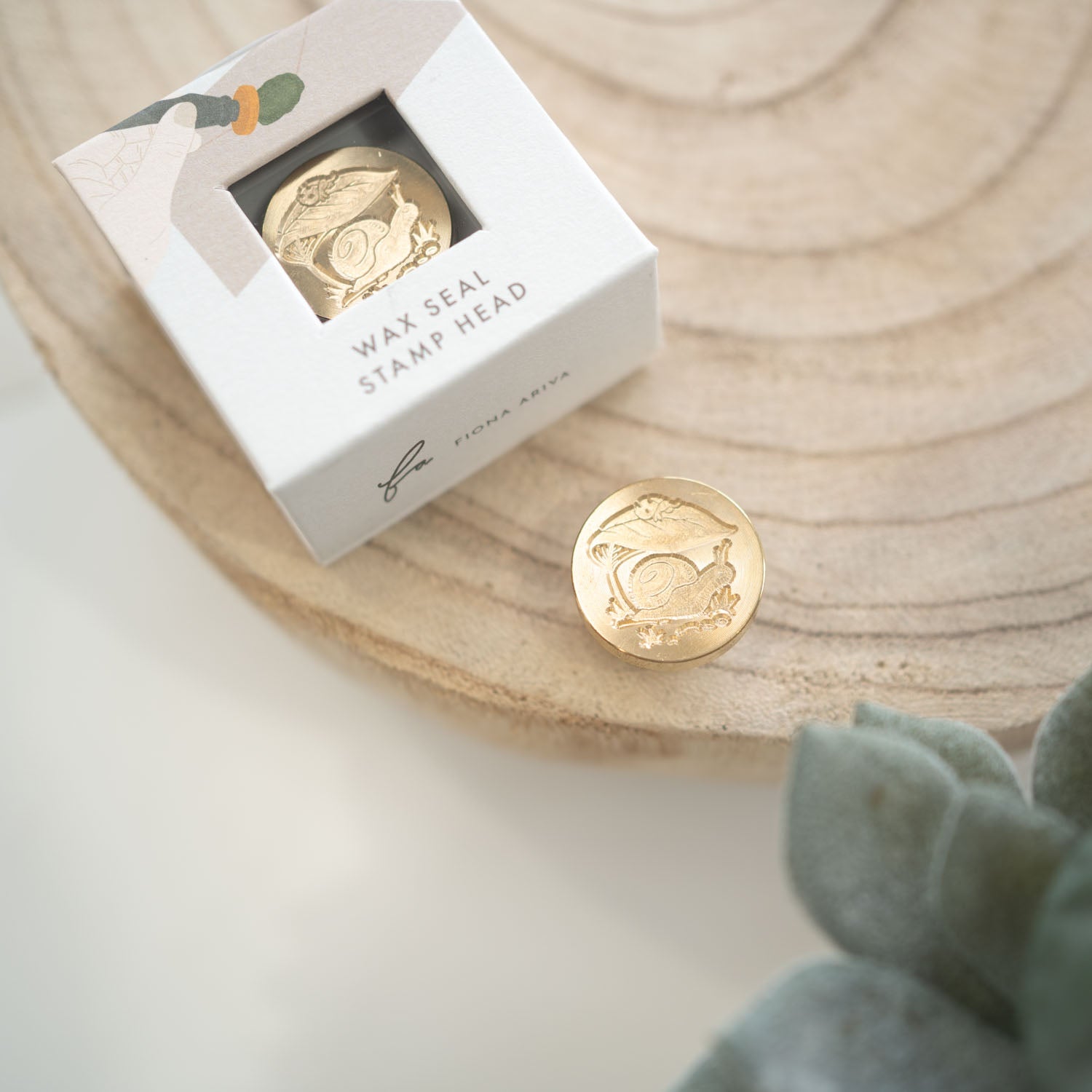 Snail and ladybug wax seal stamp head 25mm original design by Fiona Ariva Australia