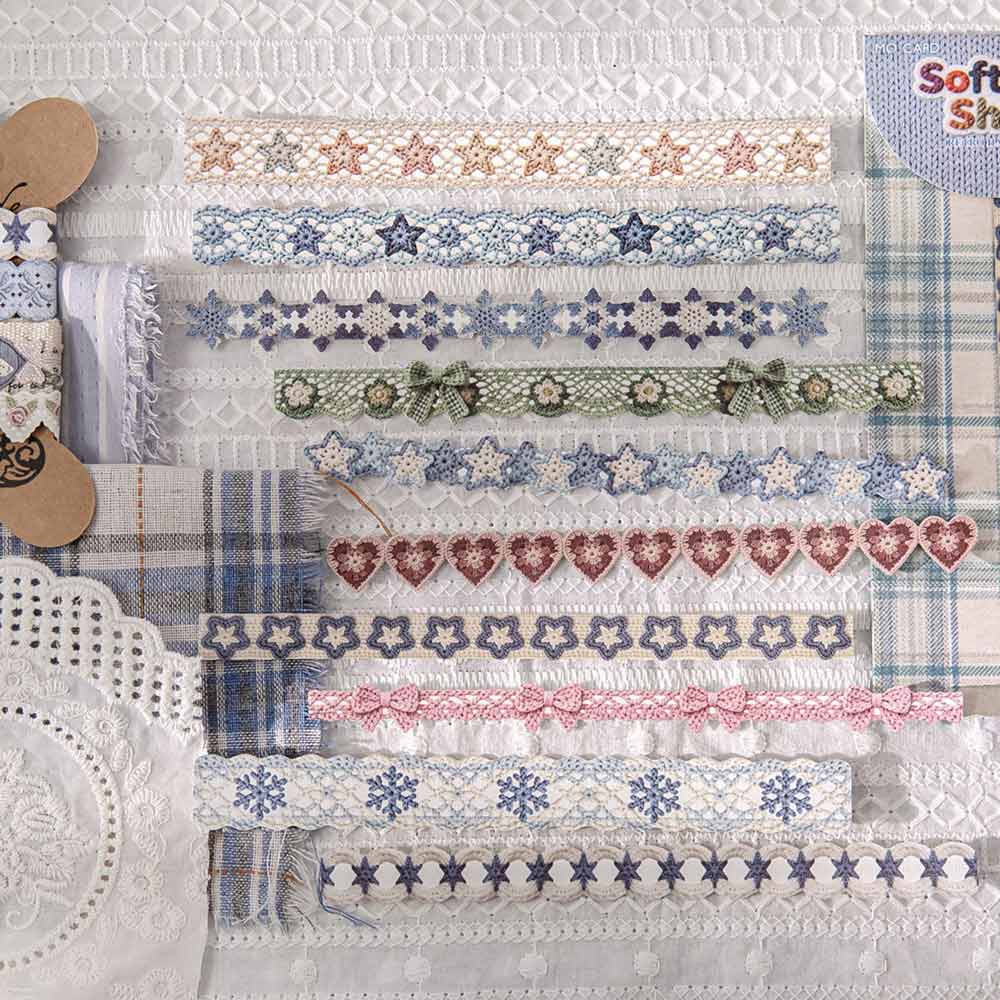 Soft Woven Shadow 'Retro Handcrafted' Crochet Trim Card Paper Strip Stickers