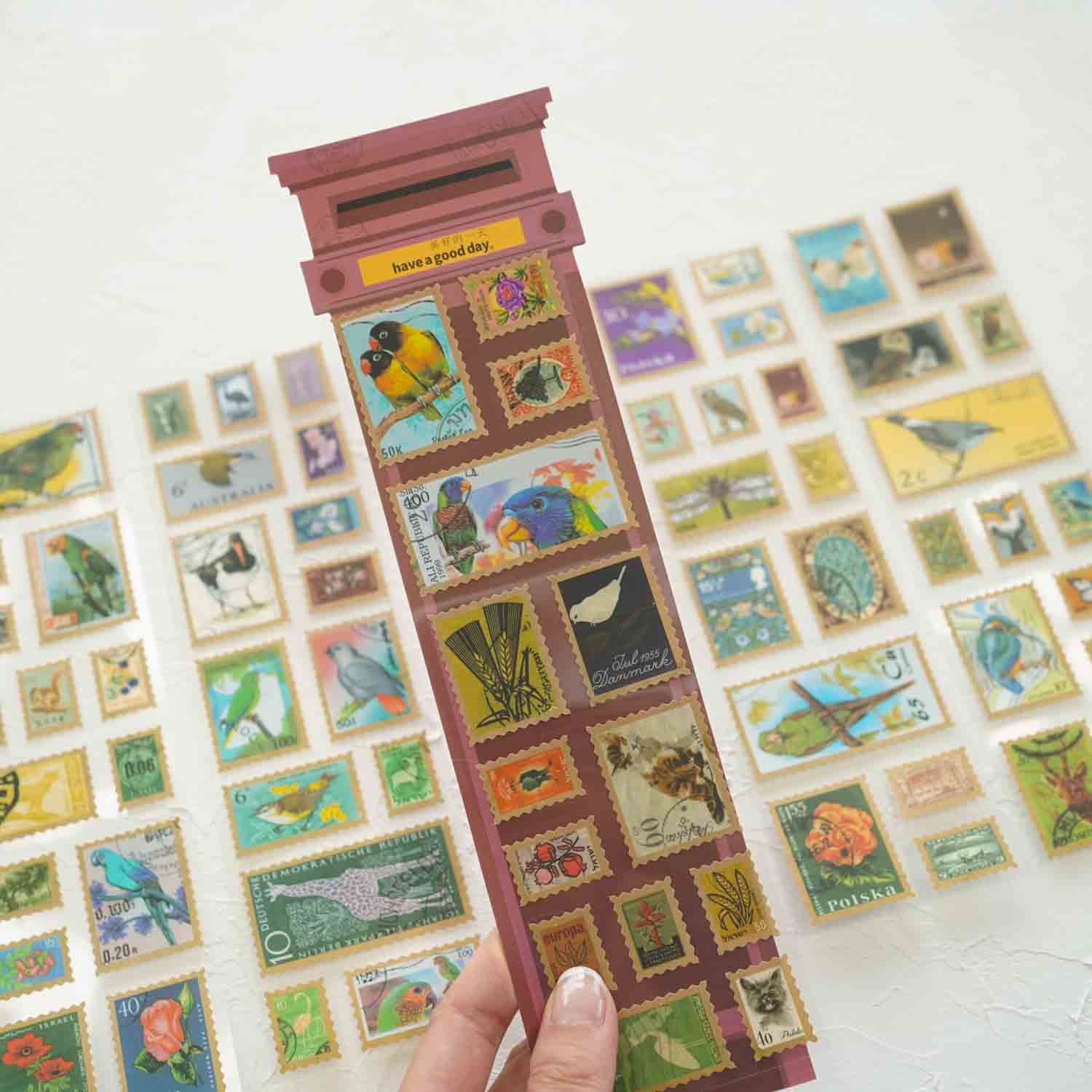 Nature Themed Birds 5-Sheet Faux Postage Stamp Stickers