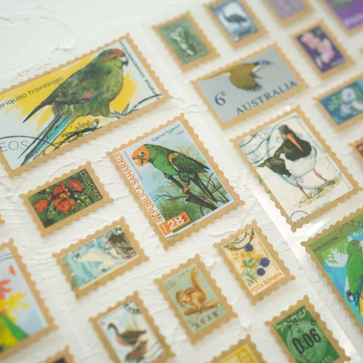 Nature Themed Birds 5-Sheet Faux Postage Stamp Stickers