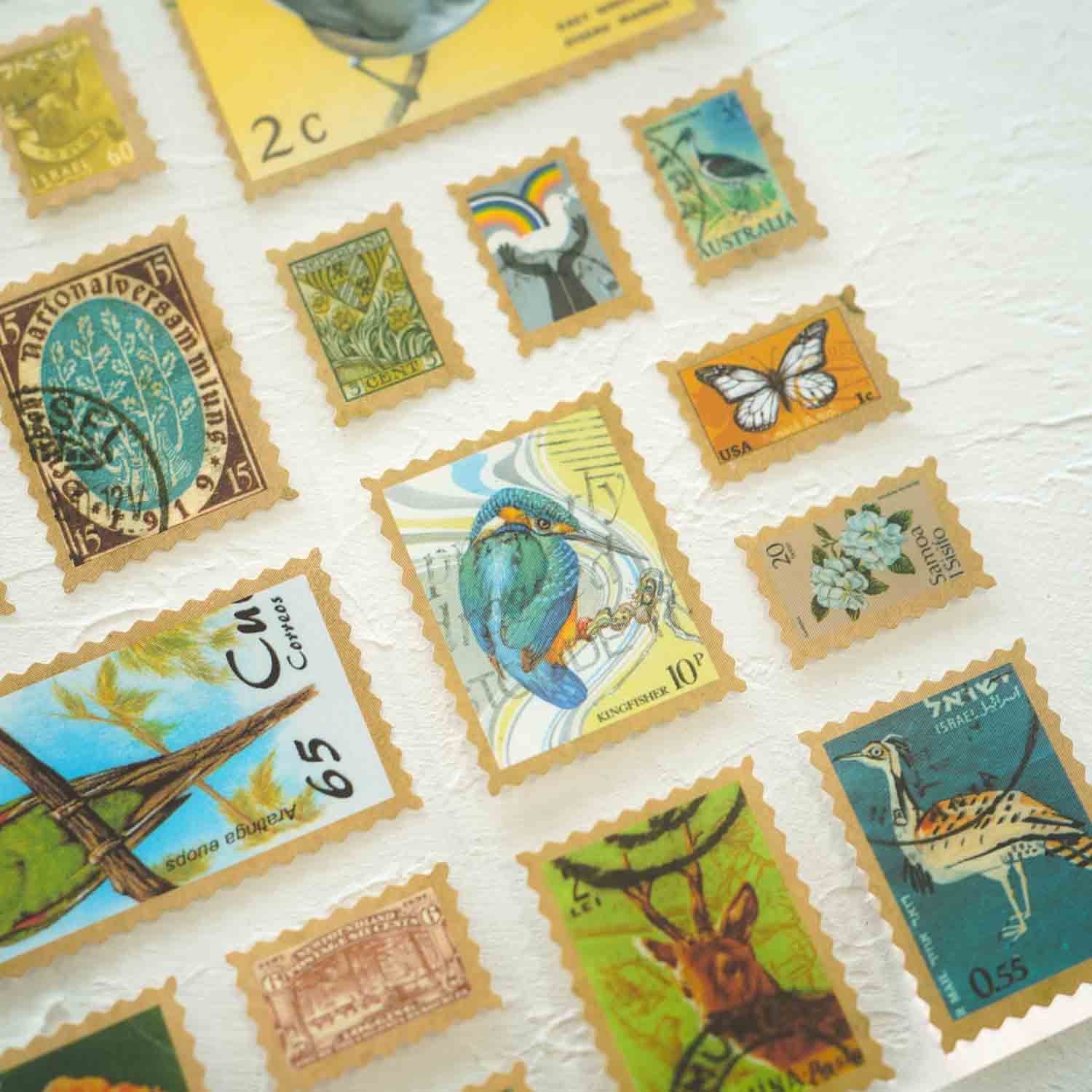 Nature Themed Birds 5-Sheet Faux Postage Stamp Stickers
