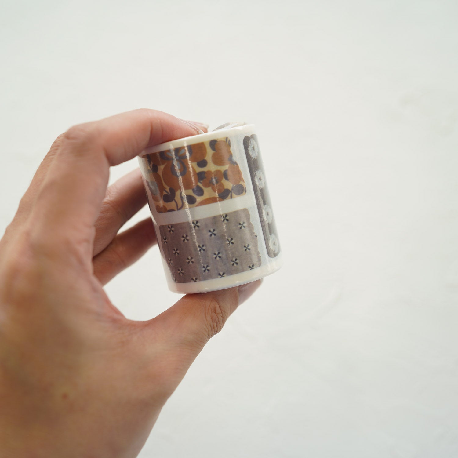 Ochre Brown Floral Diecut Washi Tape Sticker Pieces