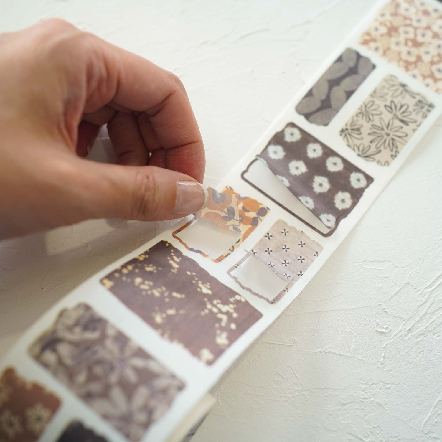 Ochre Brown Floral Diecut Washi Tape Sticker Pieces