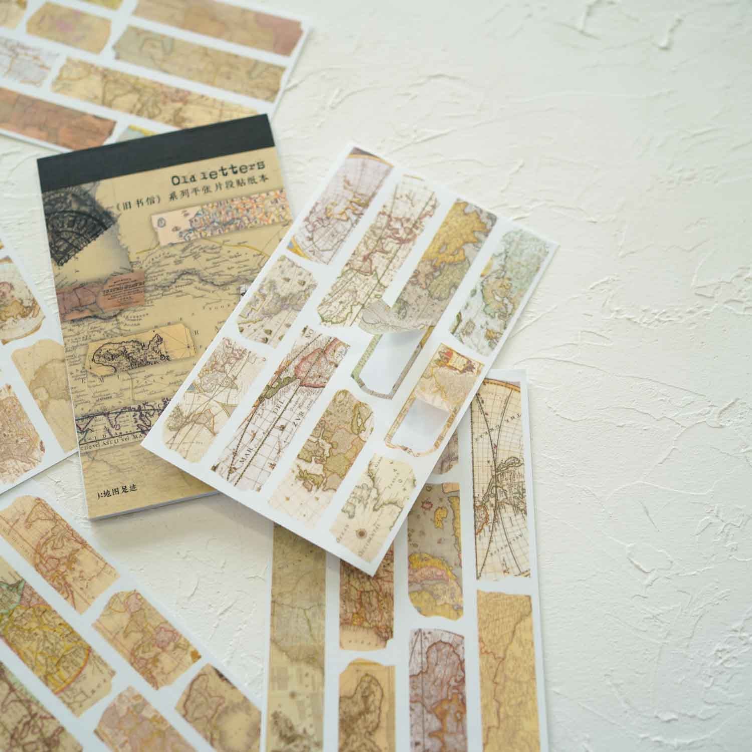 Map Fragments 'Old Letters' Washi Paper Sticker Pad