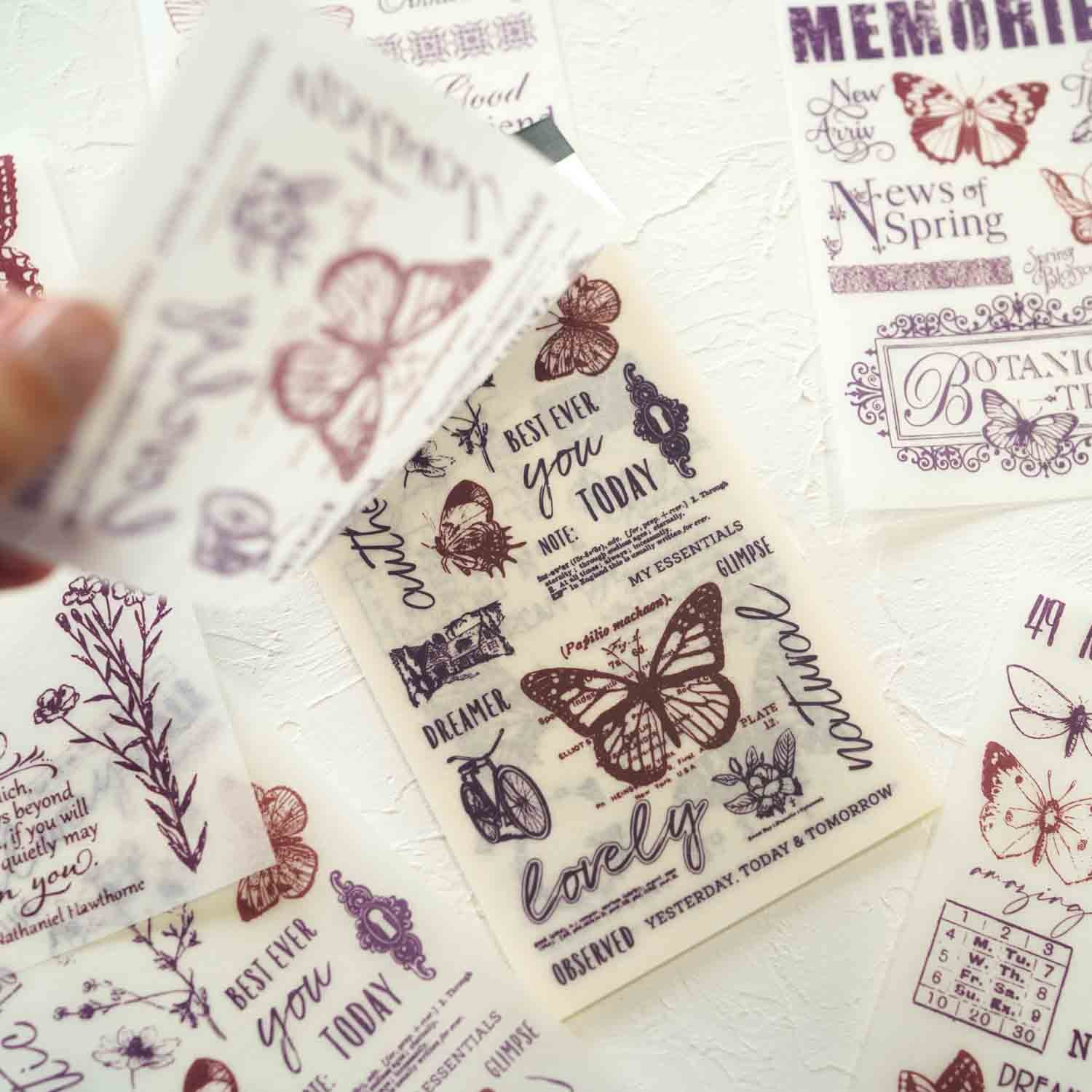 Butterfly Dreamer 'Art Poster' Vintage Retro Antique Style Illustrated Washi Sticker Pad