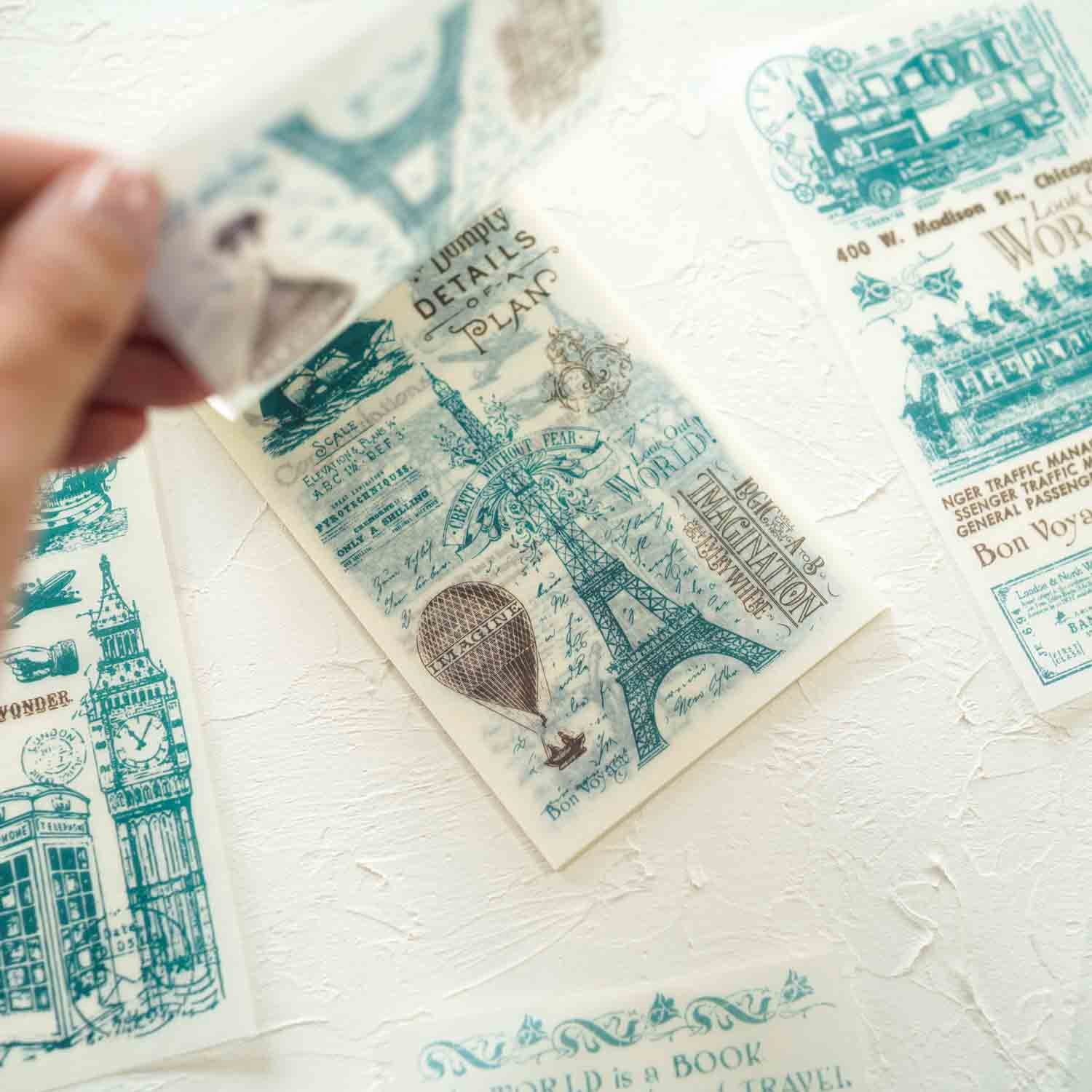 Travel The World 'Art Poster' Vintage Retro Antique Style Illustrated Washi Sticker Pad