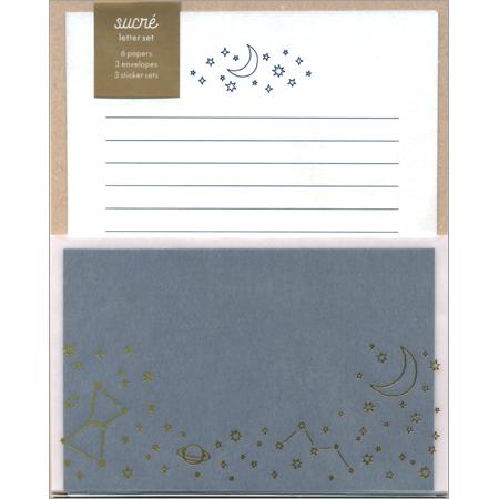 Sucre Letter Writing Set Moon Star Constellation Galaxy