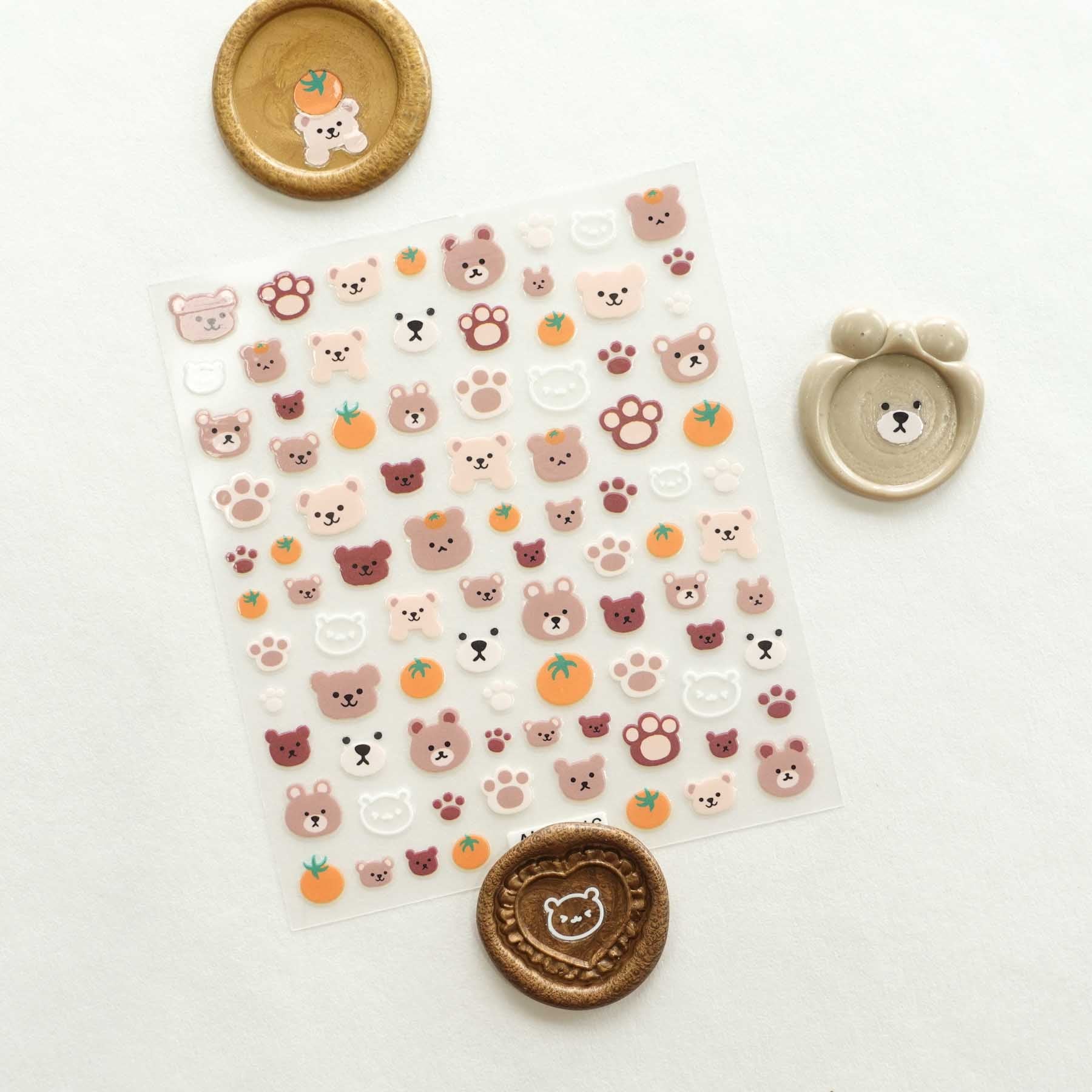 Teddy Bear Paw Print Clear-backed Decorative Stickers Sheet