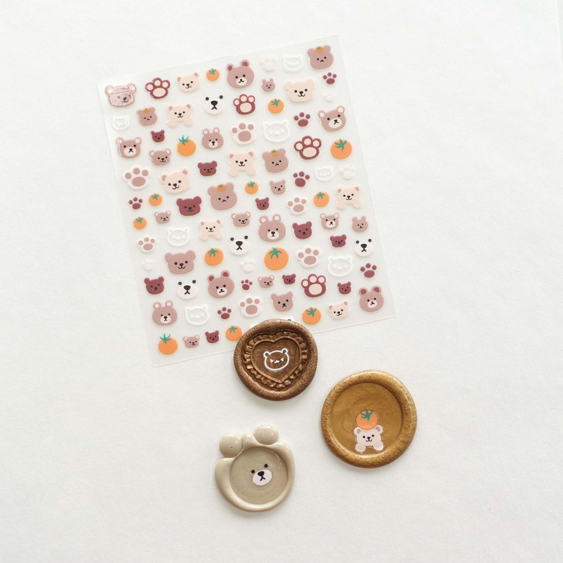 Teddy Bear Paw Print Clear-backed Decorative Stickers Sheet