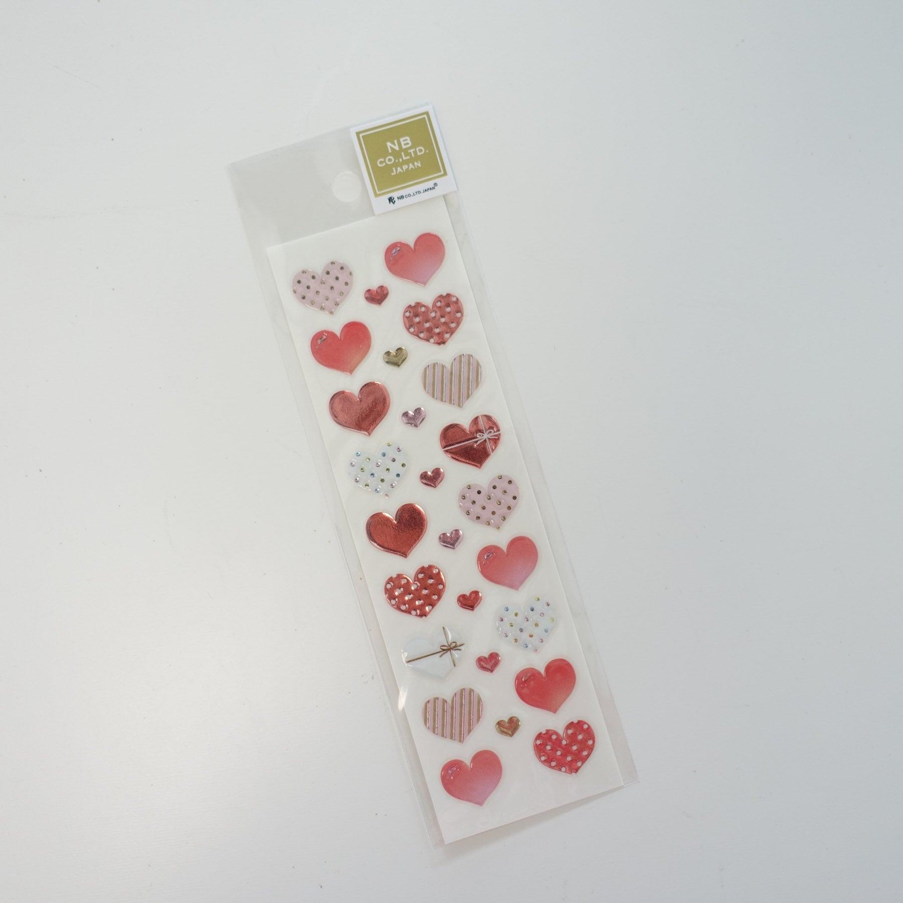 Assorted Polkadot Striped Love Hearts Clear-Backed Decorative Stickers Sheet