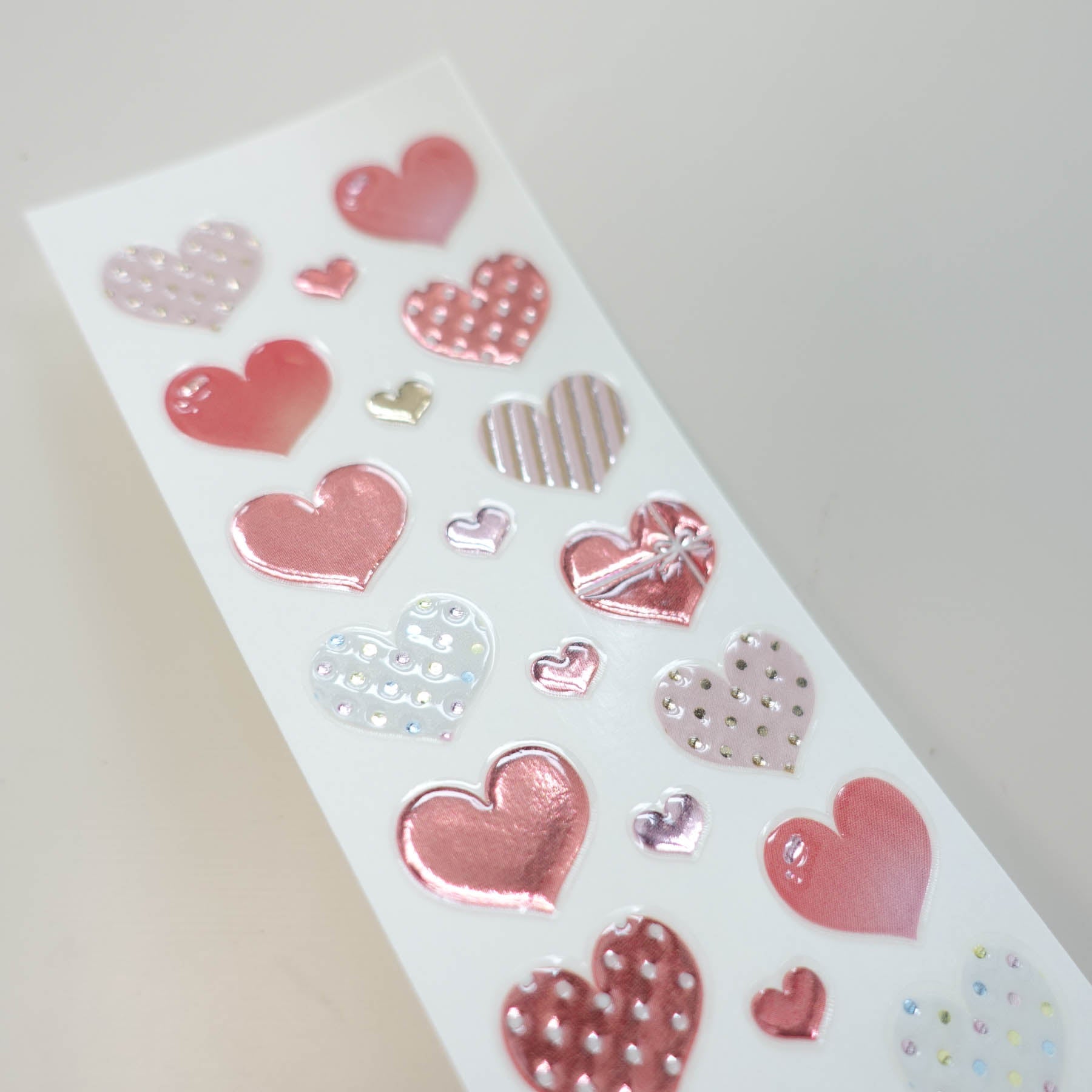 Assorted Polkadot Striped Love Hearts Clear-Backed Decorative Stickers Sheet
