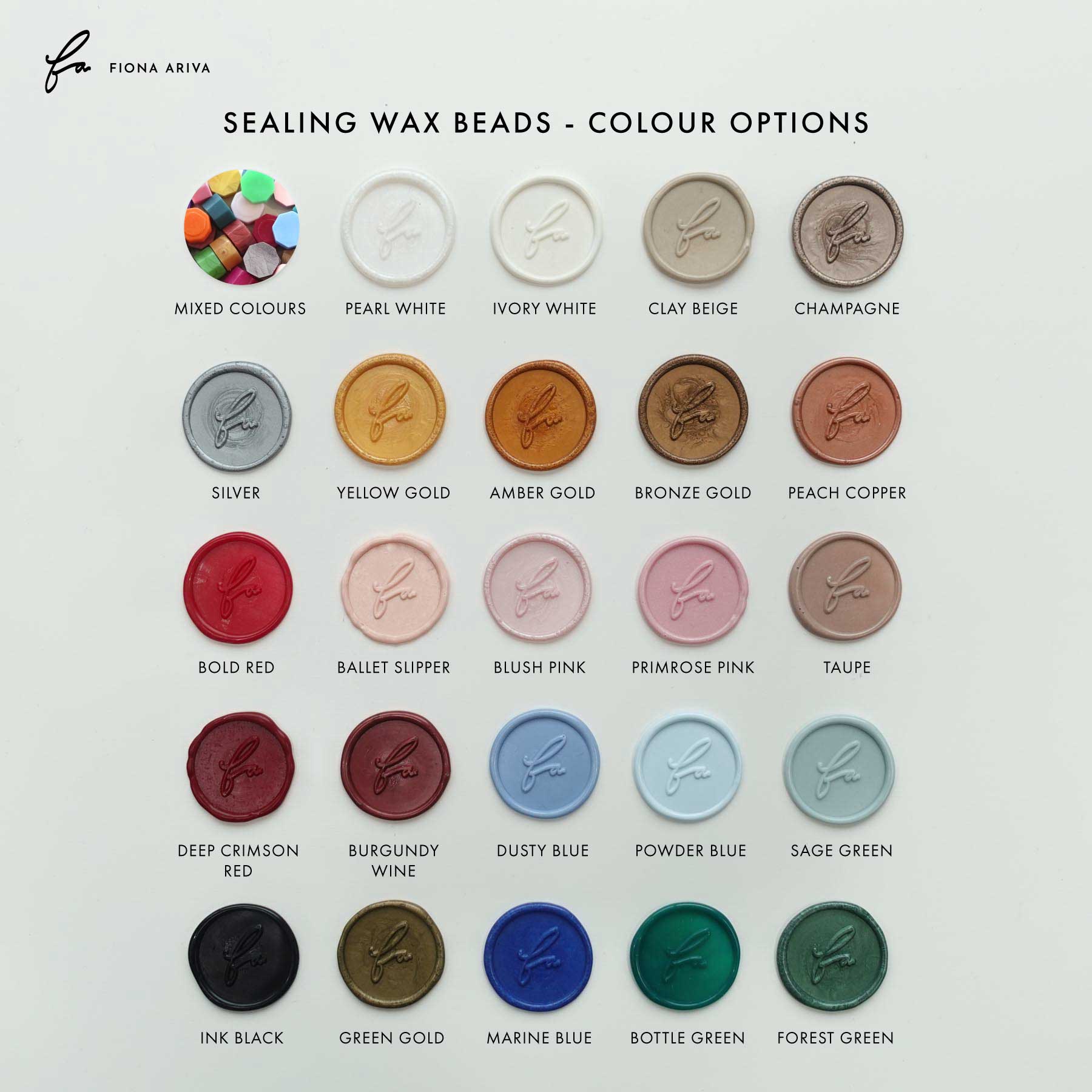 wax seal beads colour options