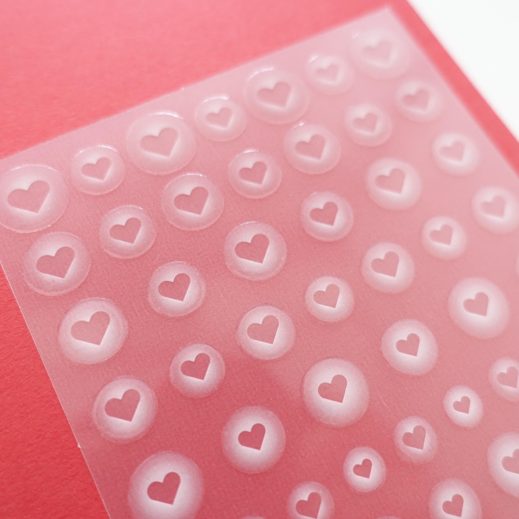 Airbrushed White Hearts Clear-Backed Decorative Stickers Sheet