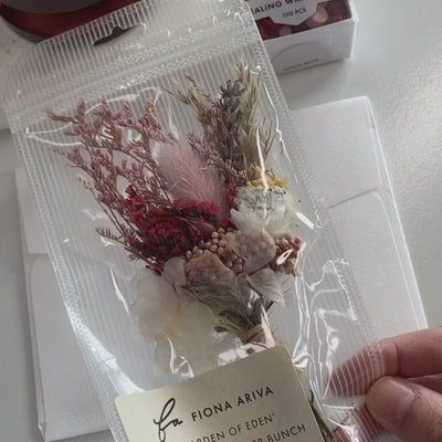 how to wax seal dried flowers  on envelope with wild flower stamp