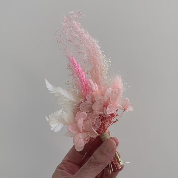pink dried flower posy boutonniere wedding wax seal fiona ariva australia pink hydrangeas
