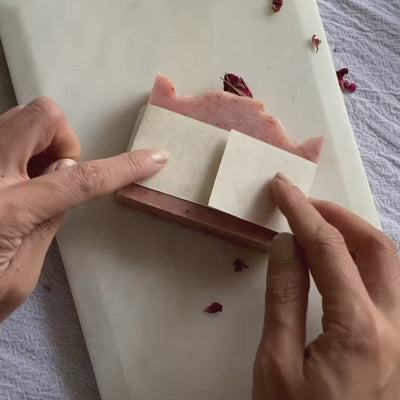 video of soap packaging with handmade with love wax seal