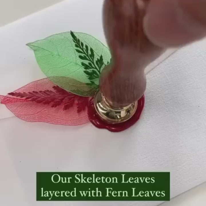layered dried leaves with wax seal