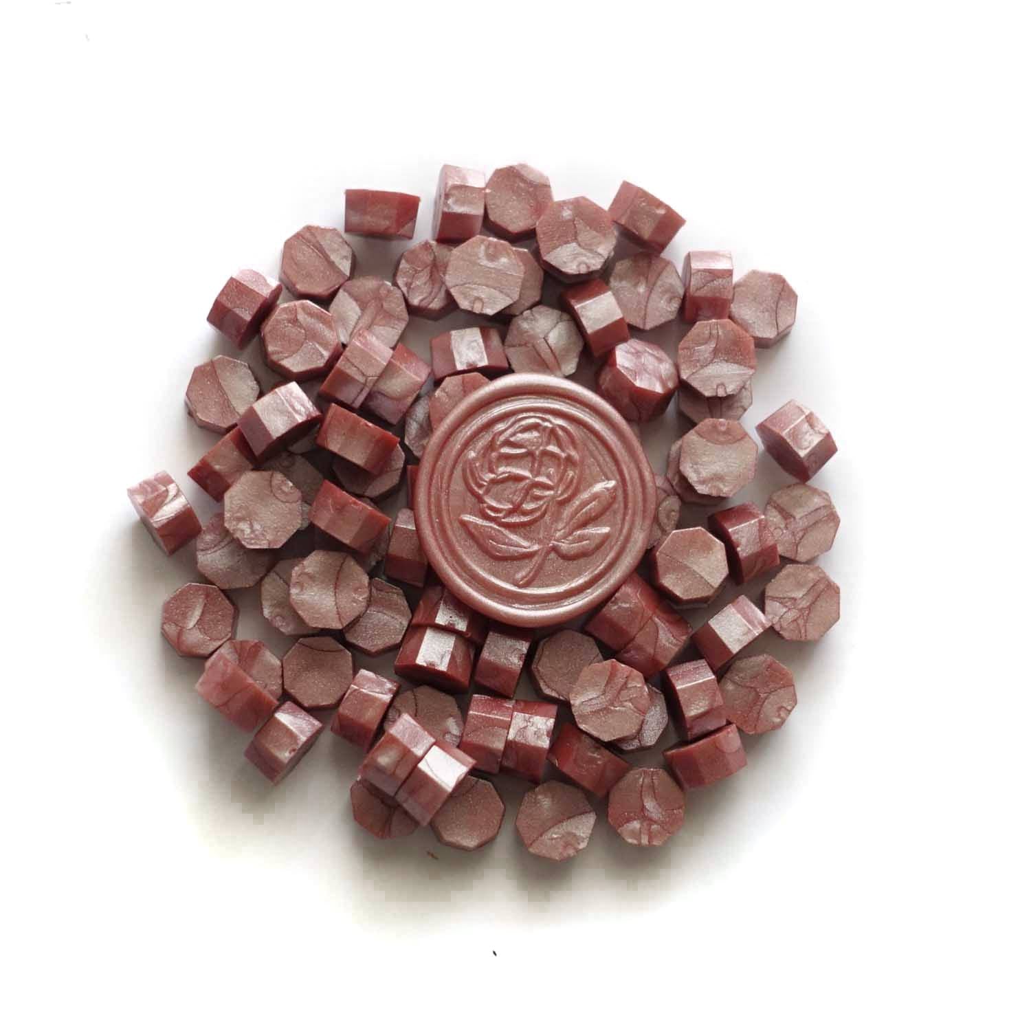 Antique rose gold sealing wax beads with peony wax seal Australia
