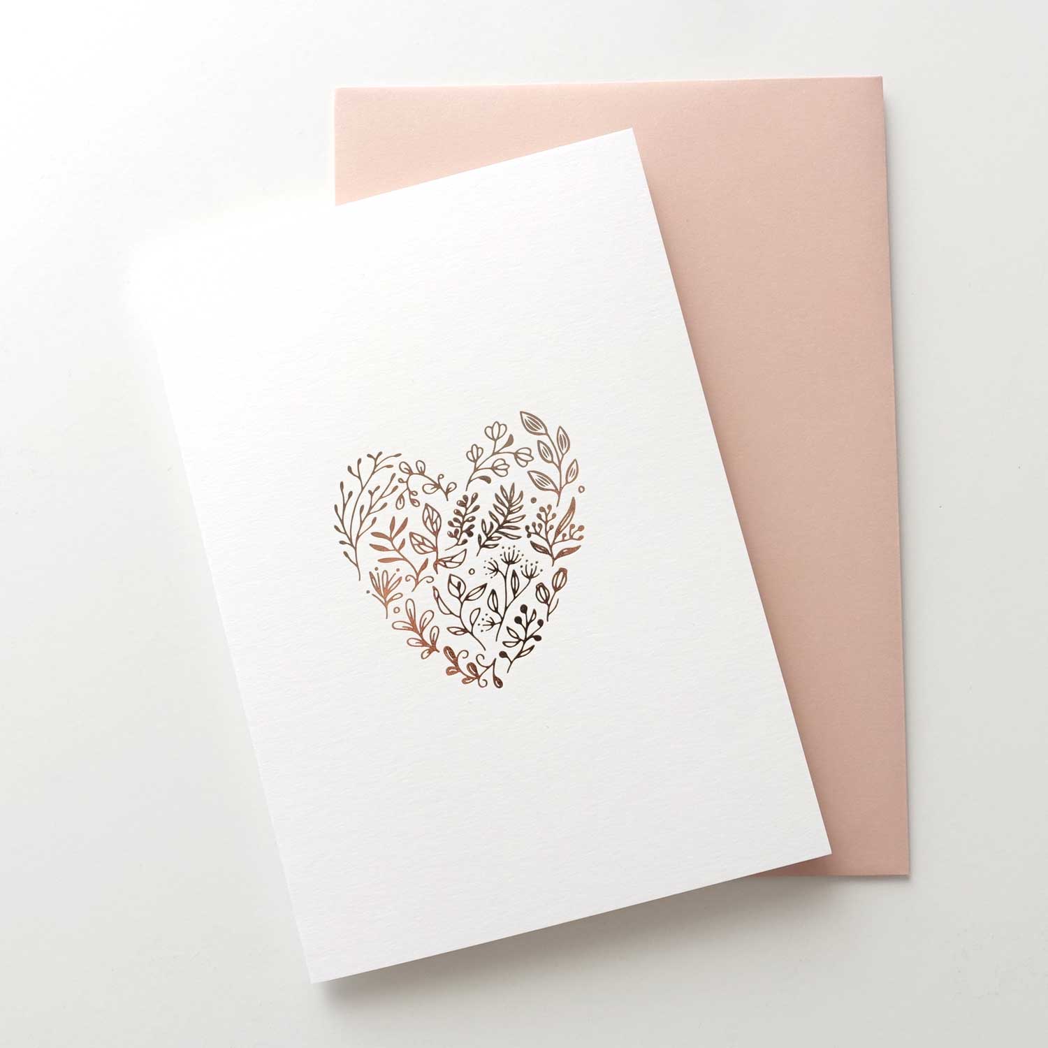 Floral heart minimal rose gold foiled greeting card Australia