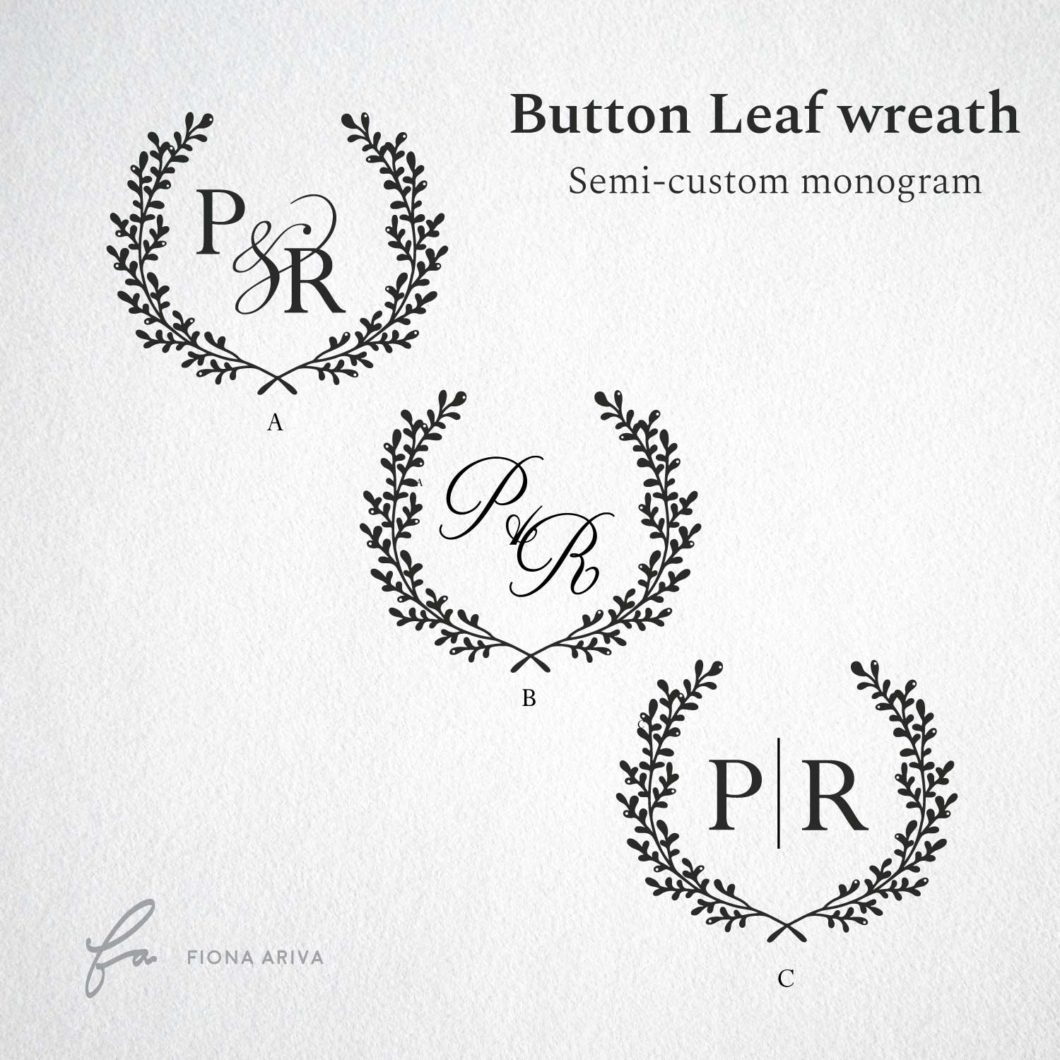 Button leaf wreath wedding monogram initials for custom wax seal australia