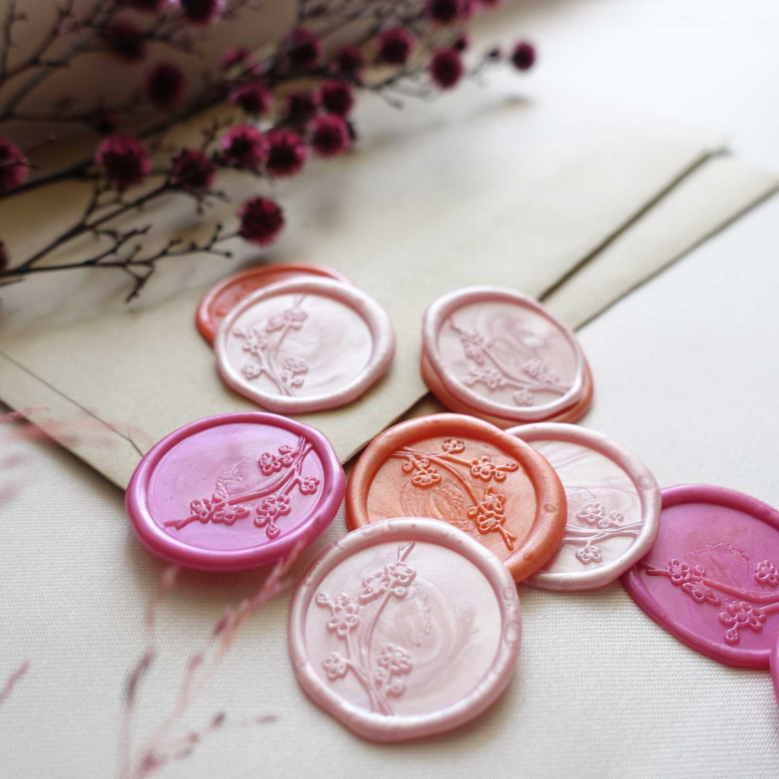 Cherry blossom sakura wax seal stamp, wax seal kit or stamp head