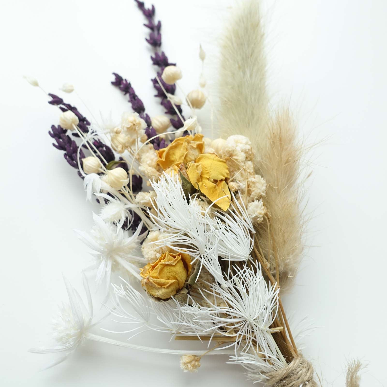 rustic natural vintage dried flower posy boutonniere wedding wax seal fiona ariva australia baby's breath lavender