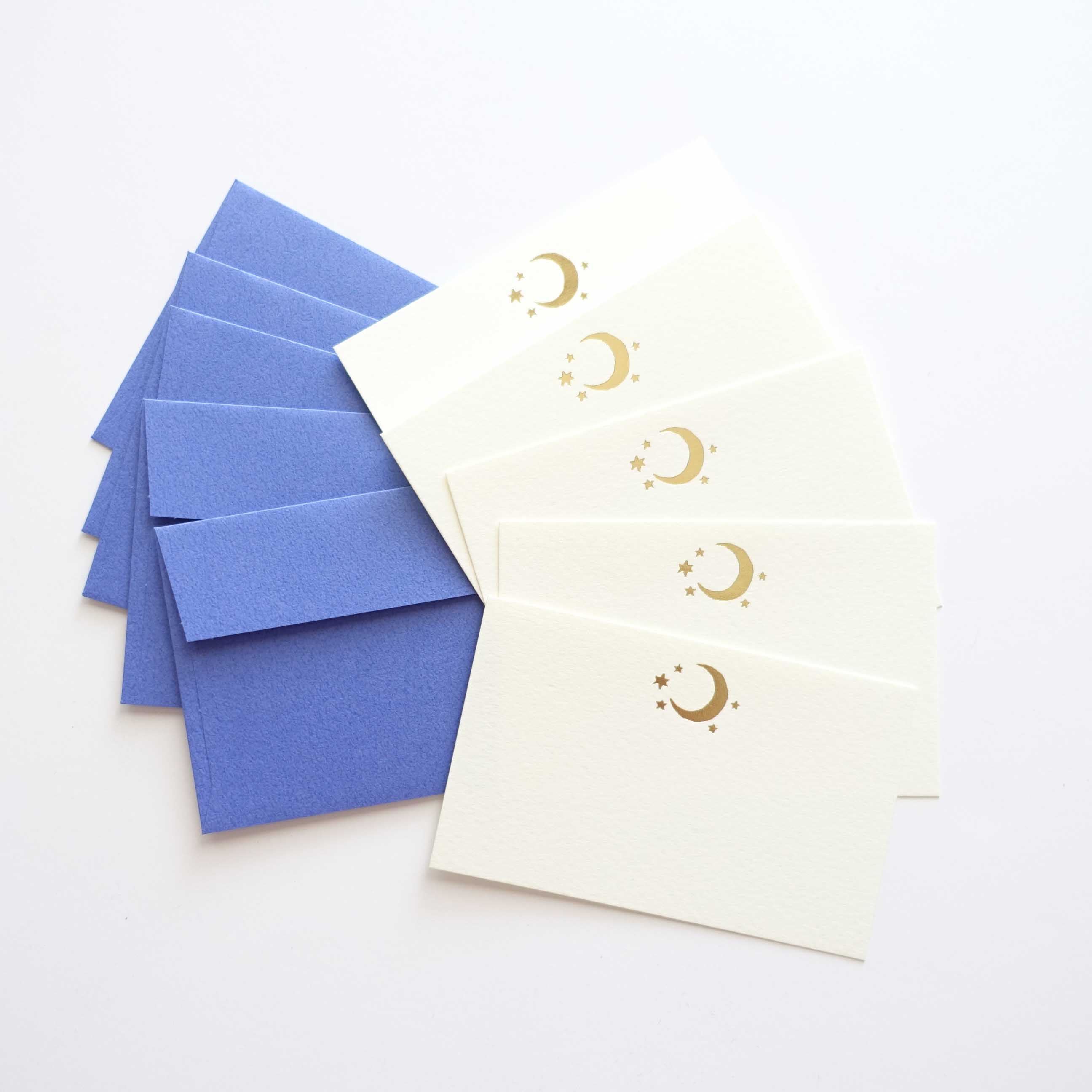 mini message card thank you notes set moon stars
