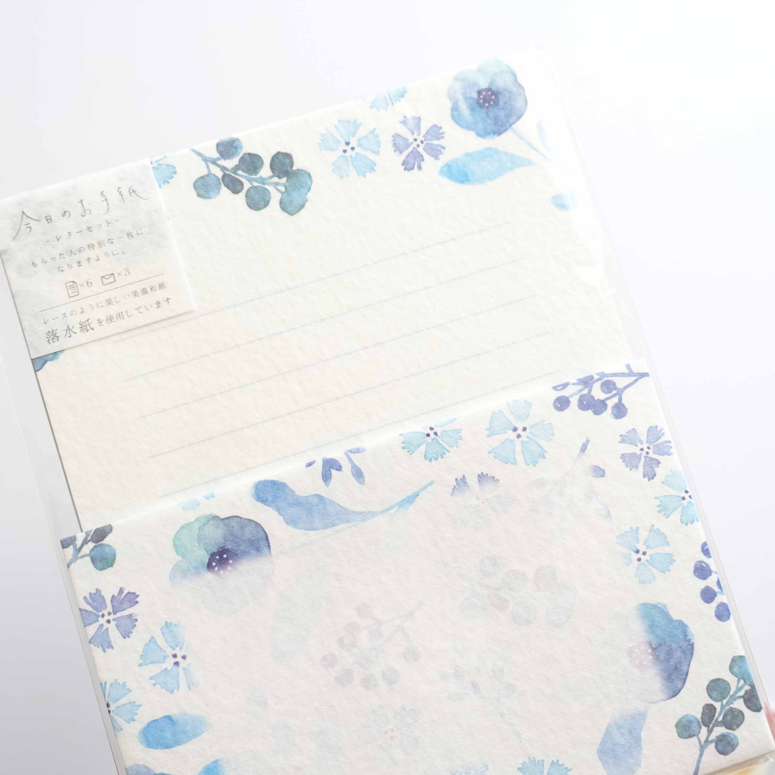 blue poppy flowers letter writing set australis