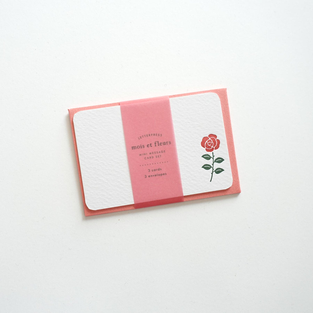 Mini Message Card Rose Letterpress Mini Message Card Set | Mois et Fleurs