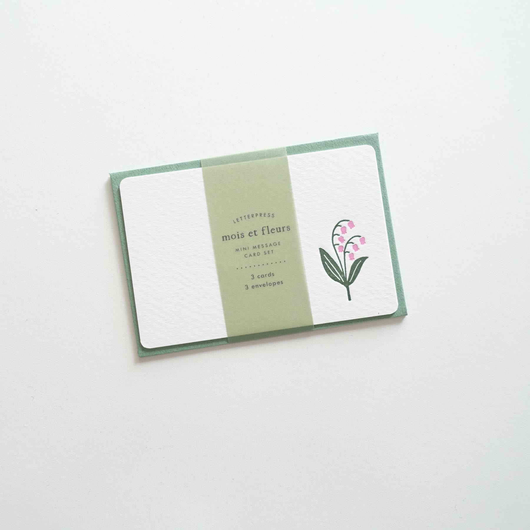 lily of the valley suzuran flower mini card envelope set letterpress australia mois et fleurs