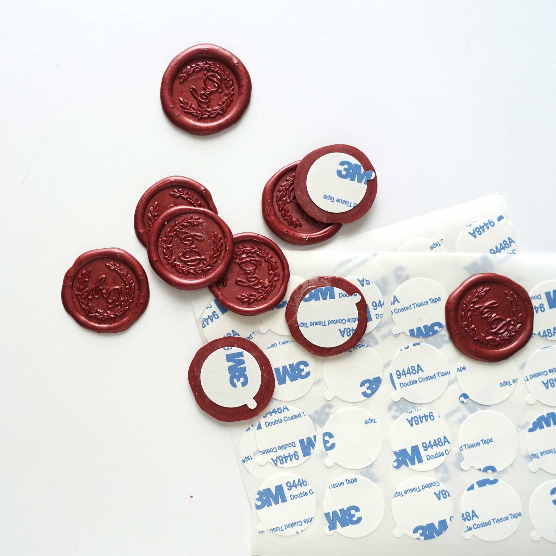 Double sided adhesive backings 3M round wax seal Australia