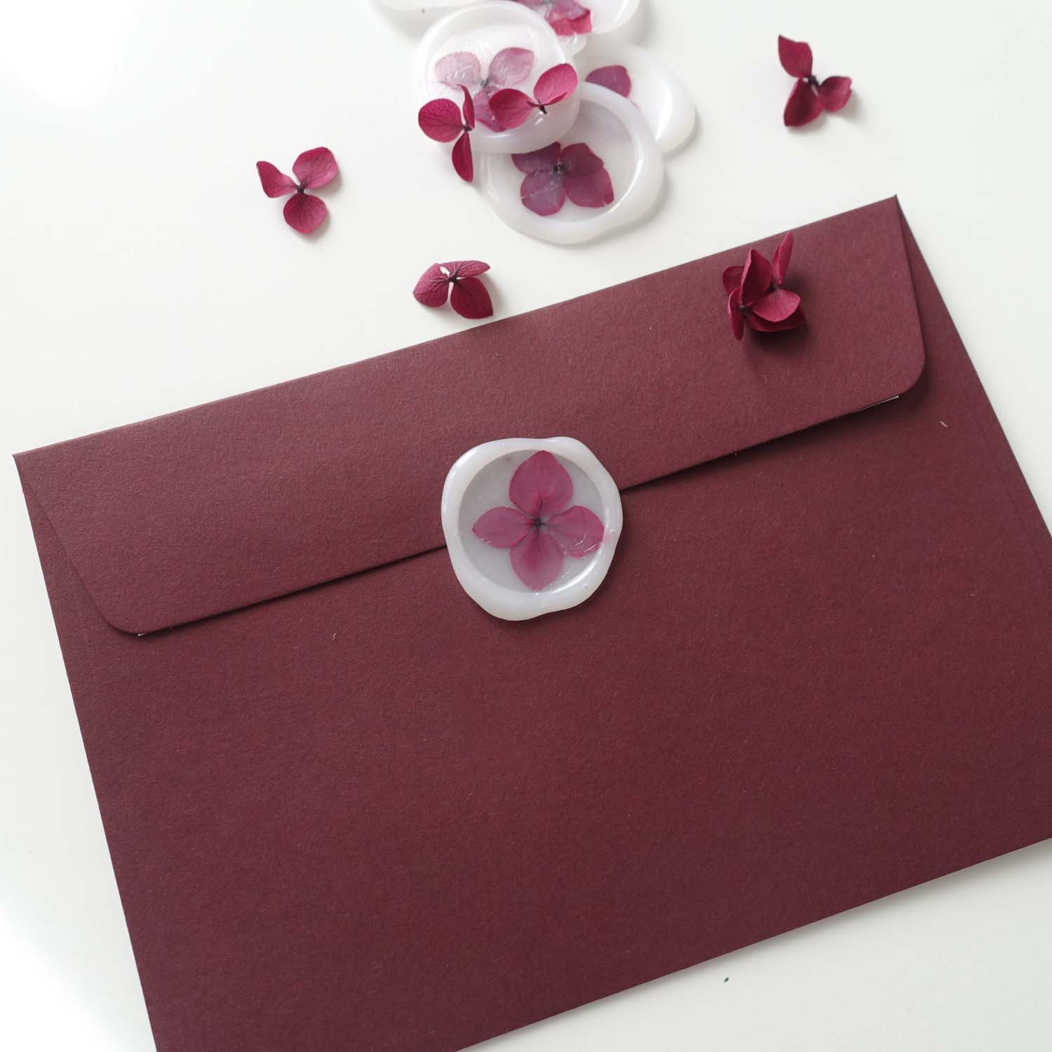wine burgundy flower wax seals on envelope australia
