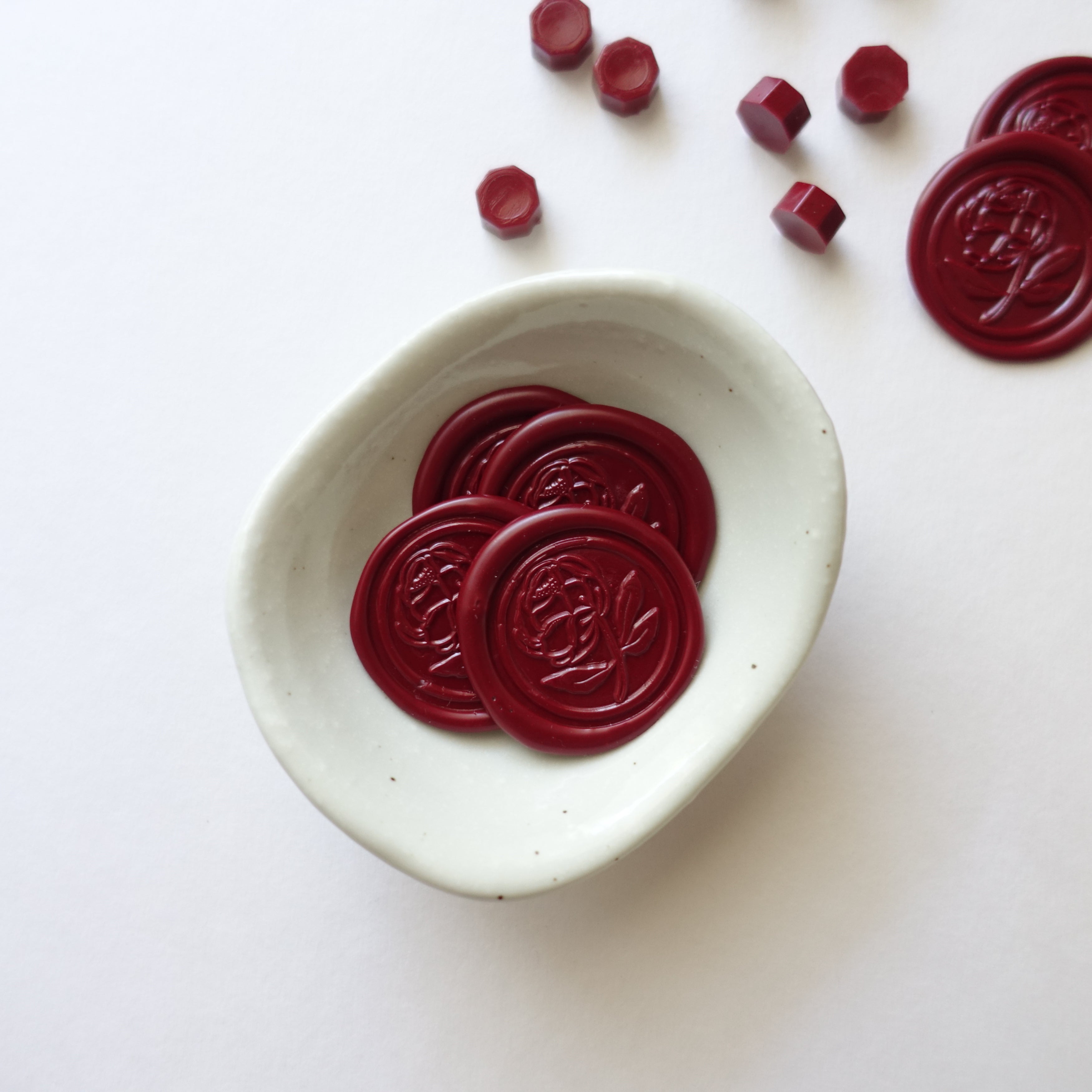 Deep crimson classic vintage dark red peony rose wax seal granule pellets beads Australia