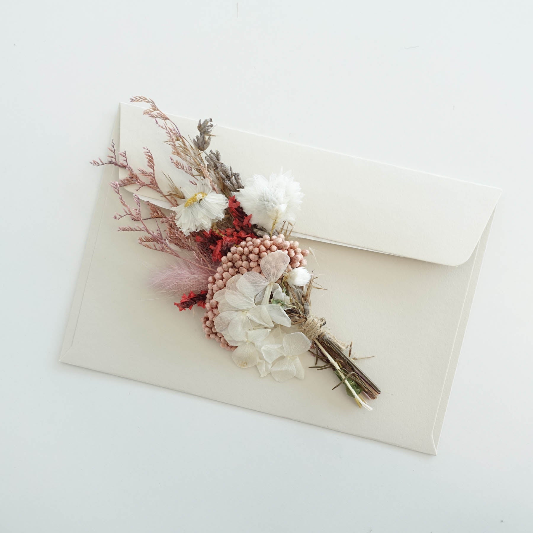 pink red vintage dried flower posy boutonniere wedding wax seal fiona ariva australia hydrangea