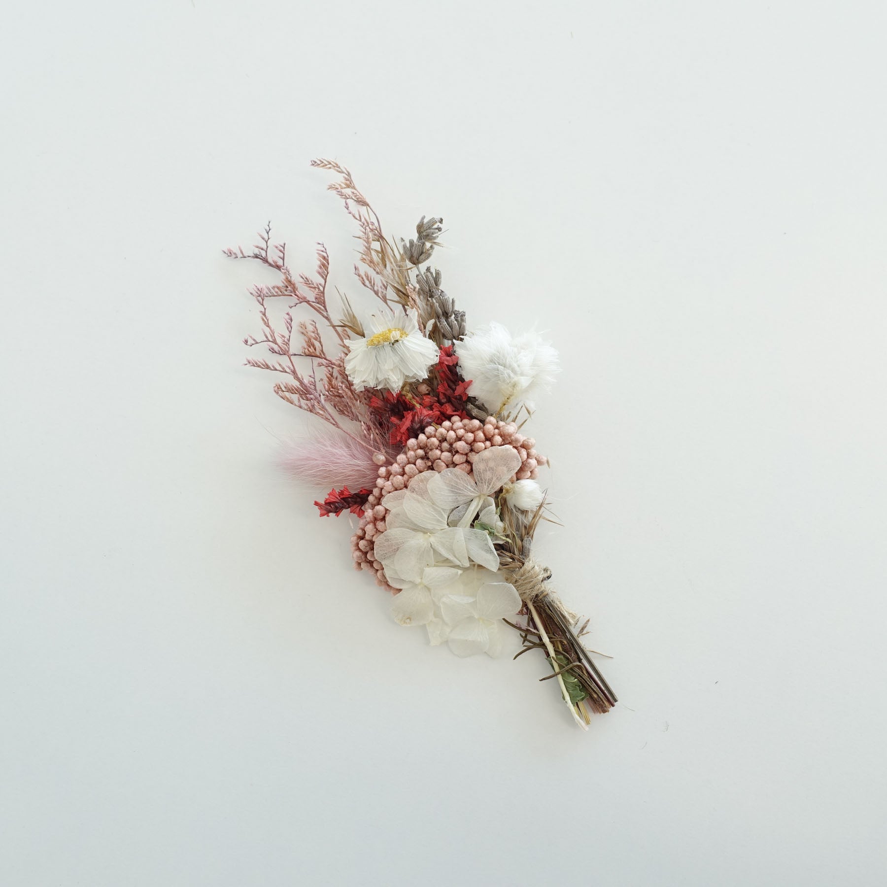 pink red vintage dried flower posy boutonniere wedding wax seal fiona ariva australia hydrangea