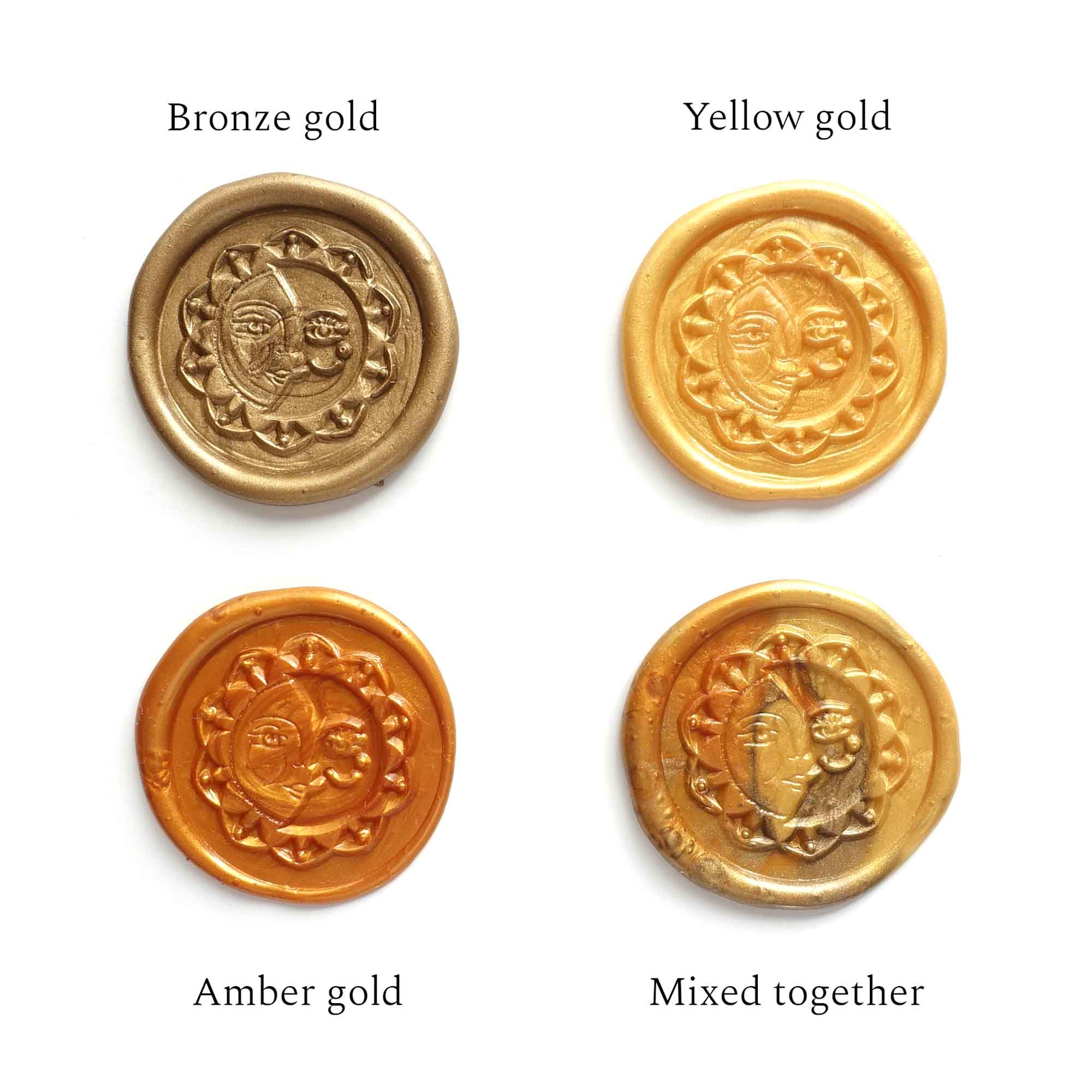 Fiona Ariva wax seal gold bronze yellow amber mixed