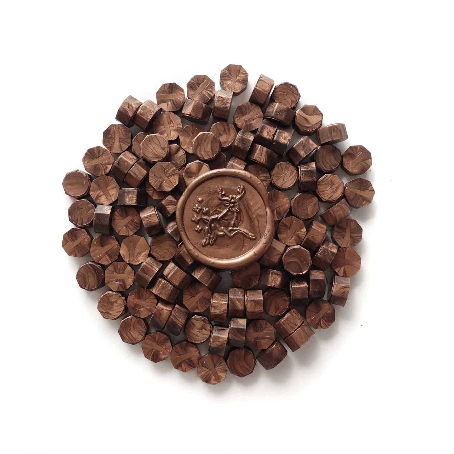 Hickory dark chocolate brown sealing wax beads with reindeer wax seal australia 