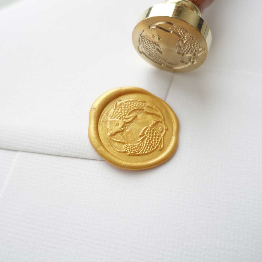 Koi fish yin yang wax seal stamp for wedding envelopes