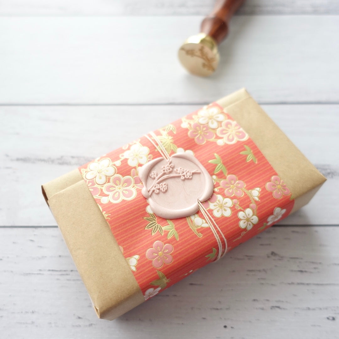 Cherry blossom wax seal gift wrapping present idea