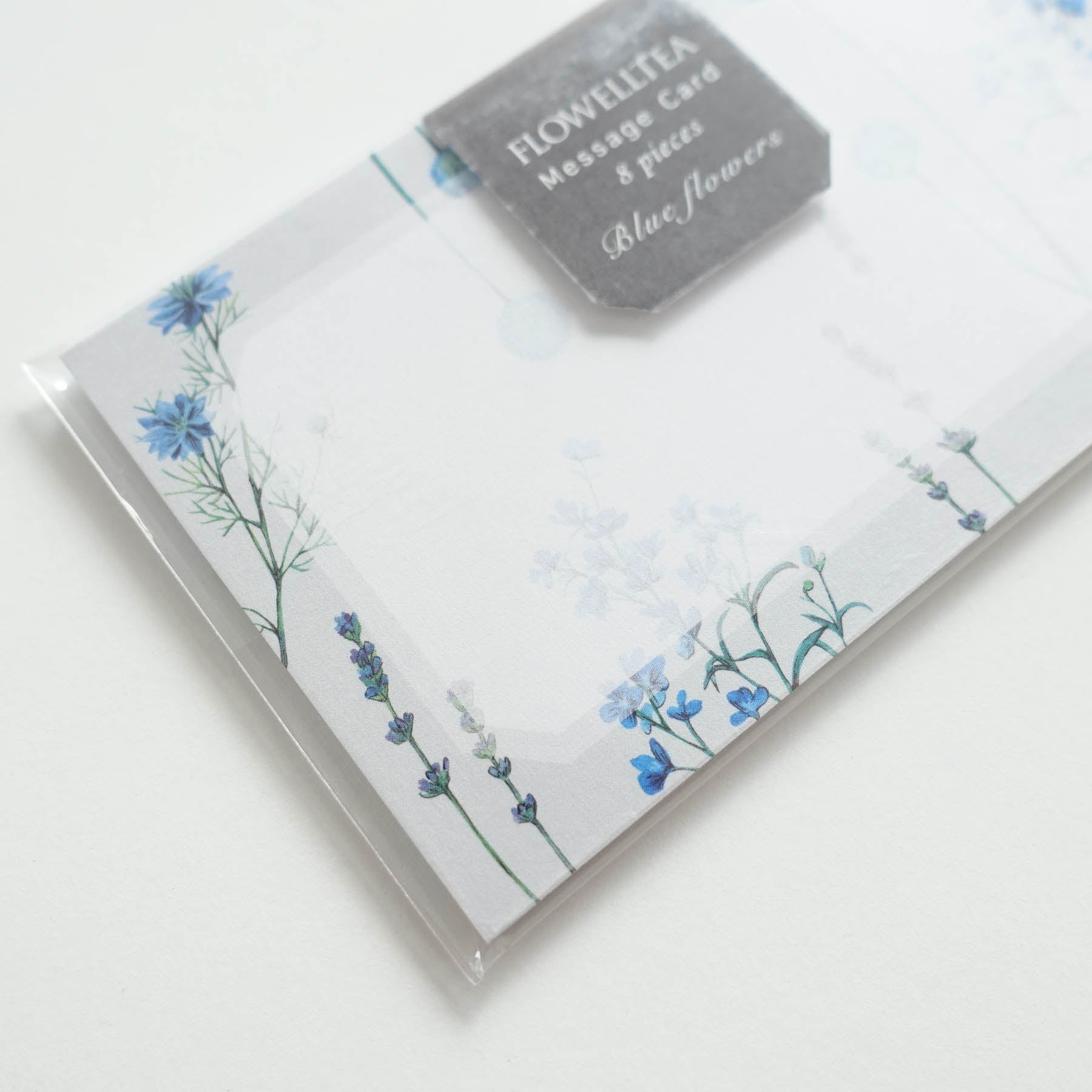 blue flowers floral mini message card business card size australia