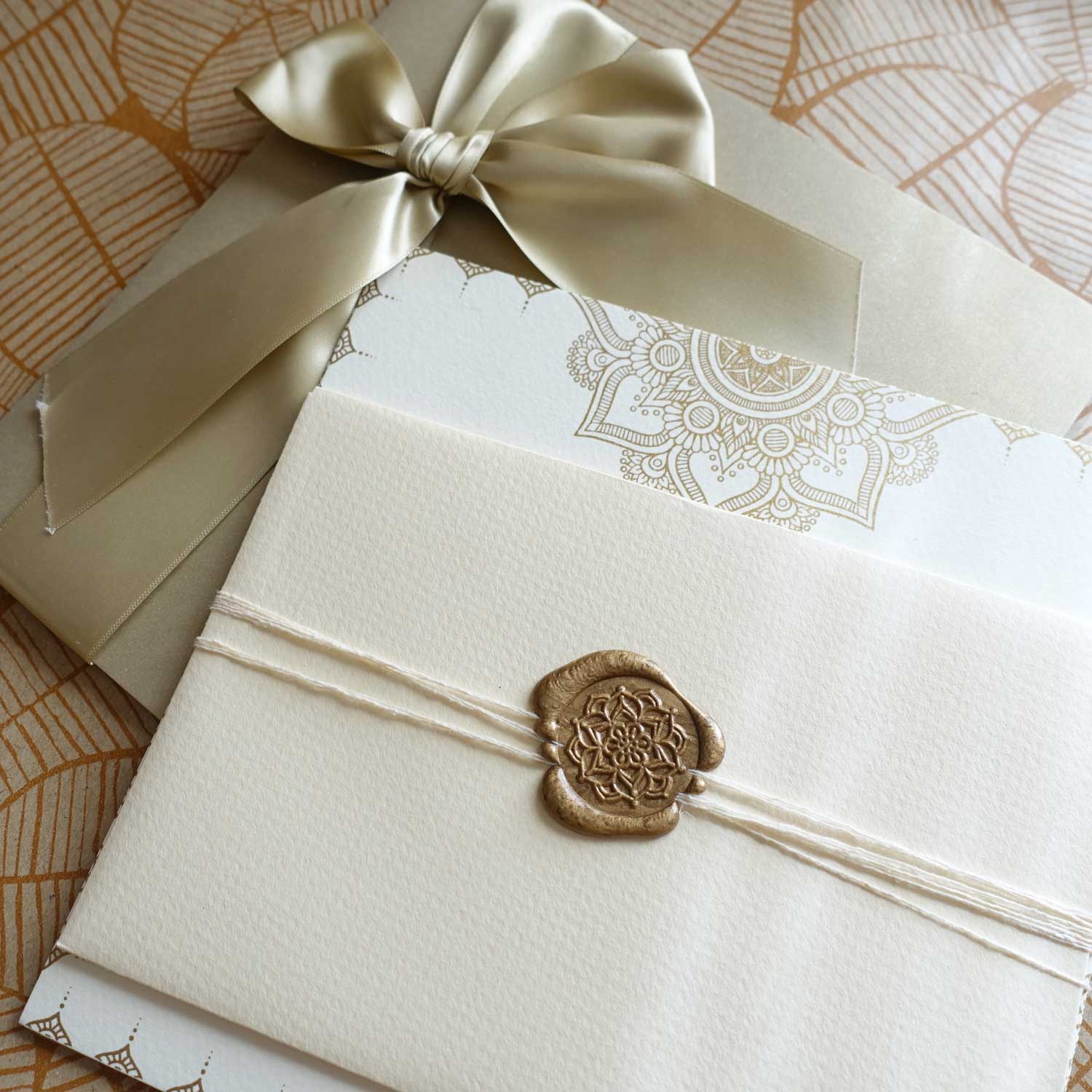 Lotus mandala hindu indian wax seal stamp wedding invitations australia