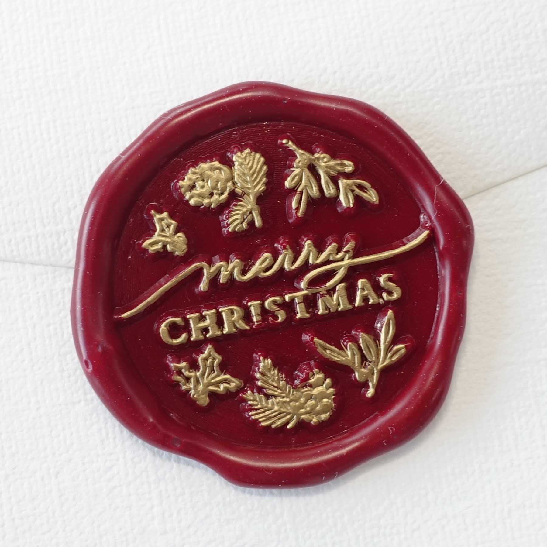 merry christmas wax seal stamp red gold fiona ariva australia